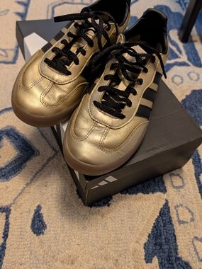 Adidas Gold & Black Leather Sneakers